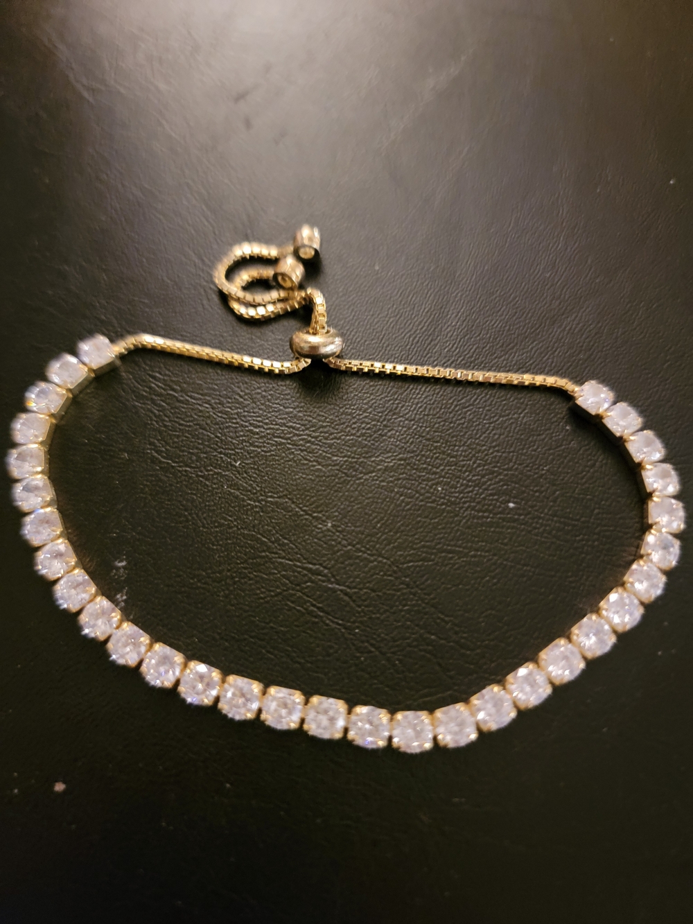 Adjustable Gold Crystal Bracelet with Clear Stones